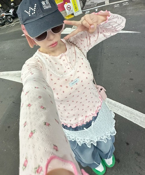 Alley Tokyo(アリートーキョー)の「パターンメッシュのロンTキャミセット(Tシャツ/カットソー・レディース・ピンク/アニマル/オフホワイト・FREE)」の19枚目の写真
