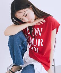 フレンチスリーブプリントTシャツ