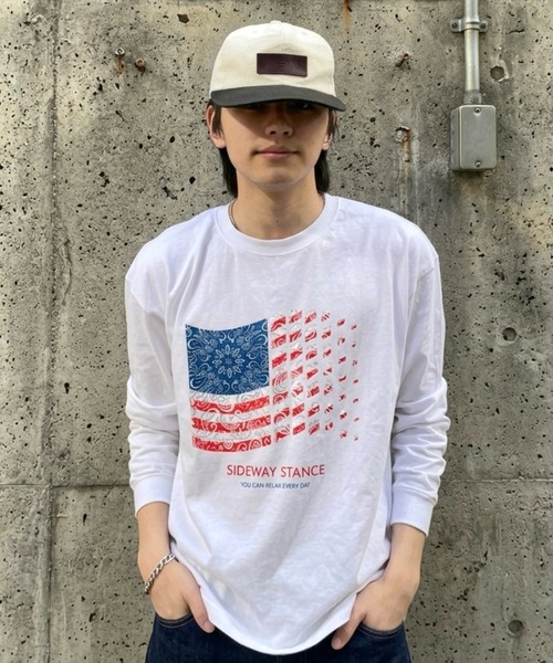 ZOZOMARKET by ren(ゾゾマーケットバイレン)の「【インフルエンサー renセレクト】バンダナ星条旗長袖Tシャツ(Tシャツ/カットソー・メンズ・ブラック/ホワイト・S/M)」の3枚目の写真