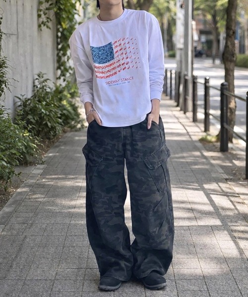 ZOZOMARKET by ren(ゾゾマーケットバイレン)の「【インフルエンサー renセレクト】バンダナ星条旗長袖Tシャツ(Tシャツ/カットソー・メンズ・ブラック/ホワイト・S/M)」の6枚目の写真
