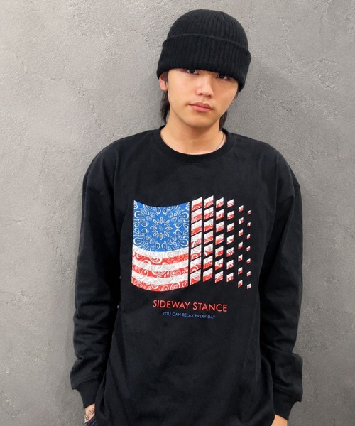 ZOZOMARKET by ren(ゾゾマーケットバイレン)の「【インフルエンサー renセレクト】バンダナ星条旗長袖Tシャツ(Tシャツ/カットソー・メンズ・ブラック/ホワイト・S/M)」の7枚目の写真