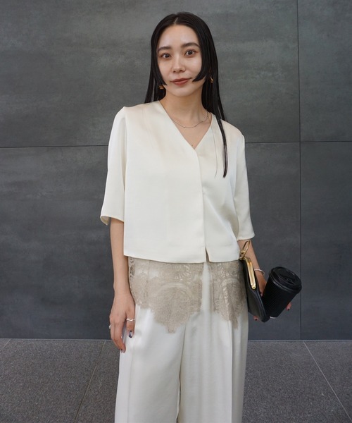 Ameri(アメリ)の「MEDI VINTAGE SATIN LACE SWITCH SETUP(セットアップ・レディース・アイボリー/ブラック/ミント・SMALL/MEDIUM)」の20枚目の写真
