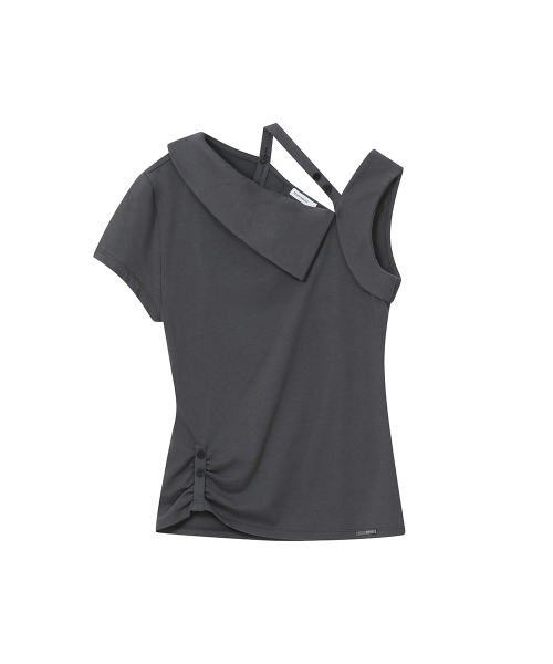 Miseki SEOUL(ミセキソウル)の「Shoulder strap unbalance top CHARCOAL(Tシャツ/カットソー・レディース・その他・1/2)」の2枚目の写真