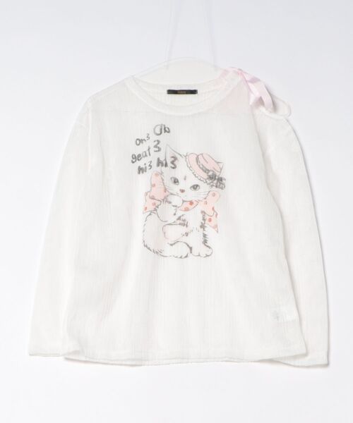 Ritzy（リッツィー）の「リボンショルダーシアープリントトップス（Tシャツ/カットソー・レディース・ホワイト・M/L）」の9枚目の写真