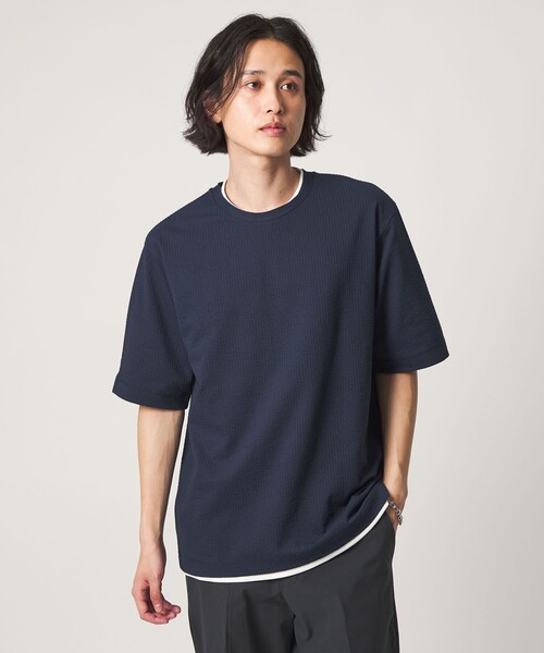 A DAY IN THE LIFE UNITED ARROWS(アデイインザライフユナイテッドアローズ)の「シルケット サッカー リラックス カットソー-吸水速乾-<A DAY IN THE LIFE>(Tシャツ/カットソー・メンズ・その他1/ホワイト/ネイビー・L/M)」の17枚目の写真