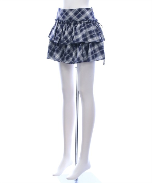 clear（クリア）の「チェック柄ティアードミニスカート［ガーリー／韓国ファッション／推し活／骨格ウェーブ／Y2K］（スカート・レディース・ネイビー/ブラック・M/S）」の9枚目の写真