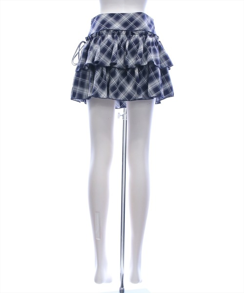 clear（クリア）の「チェック柄ティアードミニスカート［ガーリー／韓国ファッション／推し活／骨格ウェーブ／Y2K］（スカート・レディース・ネイビー/ブラック・M/S）」の12枚目の写真