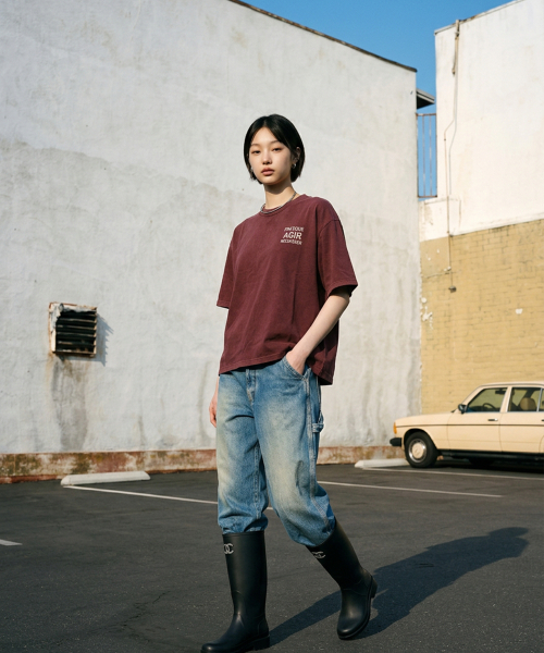 LENGAGEMENT(ランガージュマン)の「AGIR Salt Wash Crop Short Sleeve T-Shirt (Red)(Tシャツ/カットソー・レディース・レッド・1/2)」の2枚目の写真