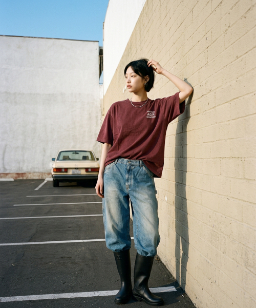 LENGAGEMENT(ランガージュマン)の「AGIR Salt Wash Crop Short Sleeve T-Shirt (Red)(Tシャツ/カットソー・レディース・レッド・1/2)」の3枚目の写真