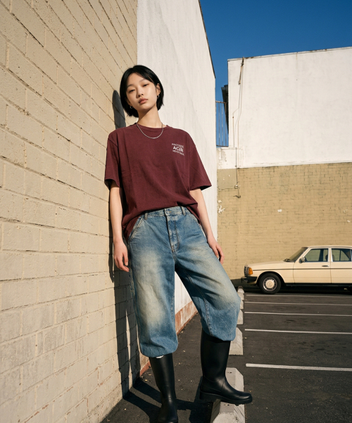 LENGAGEMENT(ランガージュマン)の「AGIR Salt Wash Crop Short Sleeve T-Shirt (Red)(Tシャツ/カットソー・レディース・レッド・1/2)」の4枚目の写真