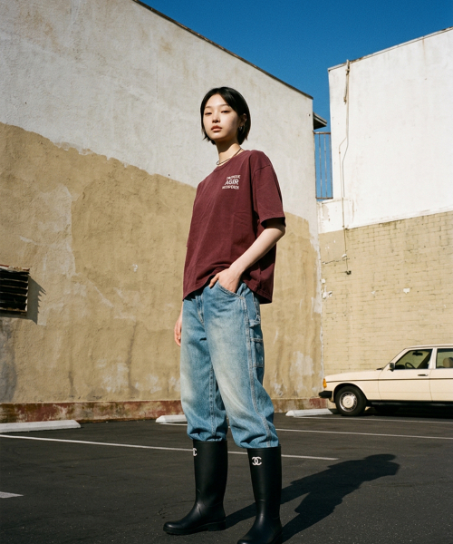 LENGAGEMENT(ランガージュマン)の「AGIR Salt Wash Crop Short Sleeve T-Shirt (Red)(Tシャツ/カットソー・レディース・レッド・1/2)」の5枚目の写真
