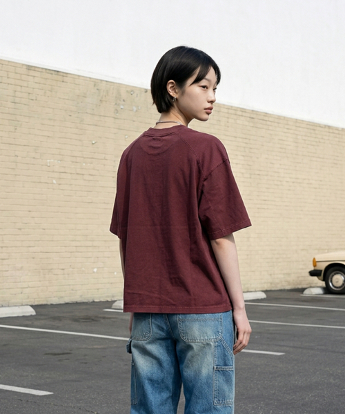 LENGAGEMENT(ランガージュマン)の「AGIR Salt Wash Crop Short Sleeve T-Shirt (Red)(Tシャツ/カットソー・レディース・レッド・1/2)」の6枚目の写真