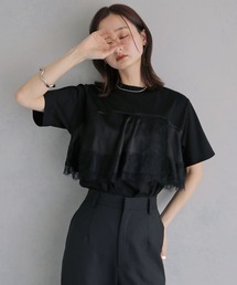 &g'aime（アンジェム）の「【&ｇ'aime 】サテンビスチェレイヤードT　Satin Bustier Layered Tee（Tシャツ/カットソー）」