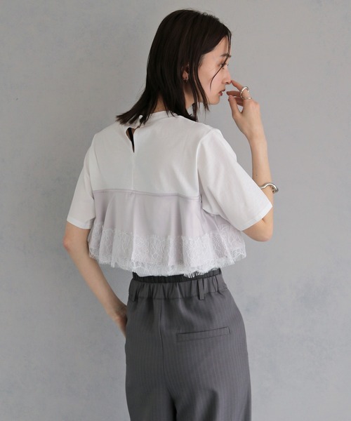 &g'aime（アンジェム）の「【&ｇ'aime 】サテンビスチェレイヤードT　Satin Bustier Layered Tee（Tシャツ/カットソー・レディース・ホワイト/ブラック・FREE）」の19枚目の写真