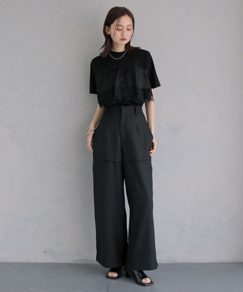&g'aime（アンジェム）の「【&ｇ'aime 】サテンビスチェレイヤードT　Satin Bustier Layered Tee（Tシャツ/カットソー・レディース・ホワイト/ブラック・FREE）」の11枚目の写真