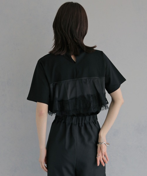 &g'aime（アンジェム）の「【&ｇ'aime 】サテンビスチェレイヤードT　Satin Bustier Layered Tee（Tシャツ/カットソー・レディース・ホワイト/ブラック・FREE）」の8枚目の写真