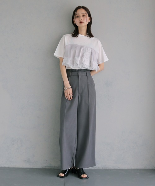 &g'aime（アンジェム）の「【&ｇ'aime 】サテンビスチェレイヤードT　Satin Bustier Layered Tee（Tシャツ/カットソー・レディース・ホワイト/ブラック・FREE）」の22枚目の写真