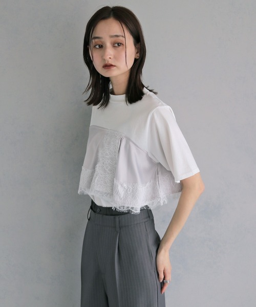 &g'aime（アンジェム）の「【&ｇ'aime 】サテンビスチェレイヤードT　Satin Bustier Layered Tee（Tシャツ/カットソー・レディース・ホワイト/ブラック・FREE）」の17枚目の写真
