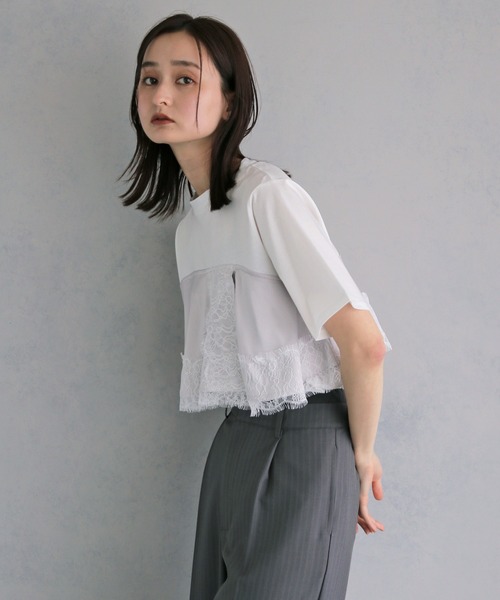 &g'aime（アンジェム）の「【&ｇ'aime 】サテンビスチェレイヤードT　Satin Bustier Layered Tee（Tシャツ/カットソー・レディース・ホワイト/ブラック・FREE）」の18枚目の写真