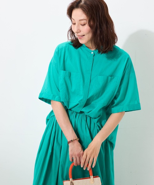 GALLORIA(ギャローリア)の「【セットアップで着られる】インド綿クロップドシャツ(シャツ/ブラウス・レディース・ターコイズブルー/ブルー/ホワイト・LL/L/S/M)」の3枚目の写真