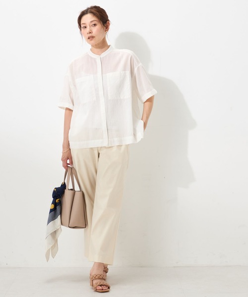 GALLORIA(ギャローリア)の「【セットアップで着られる】インド綿クロップドシャツ(シャツ/ブラウス・レディース・ターコイズブルー/ブルー/ホワイト・LL/L/S/M)」の10枚目の写真