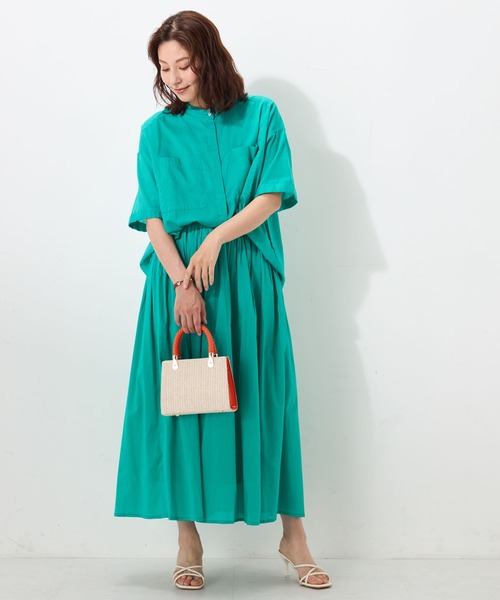 GALLORIA(ギャローリア)の「【セットアップで着られる】インド綿クロップドシャツ(シャツ/ブラウス・レディース・ターコイズブルー/ブルー/ホワイト・LL/L/S/M)」の9枚目の写真