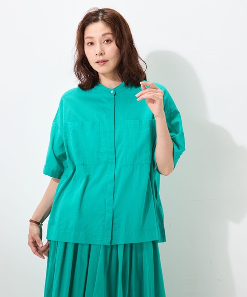 GALLORIA(ギャローリア)の「【セットアップで着られる】インド綿クロップドシャツ(シャツ/ブラウス・レディース・ターコイズブルー/ブルー/ホワイト・LL/L/S/M)」の8枚目の写真