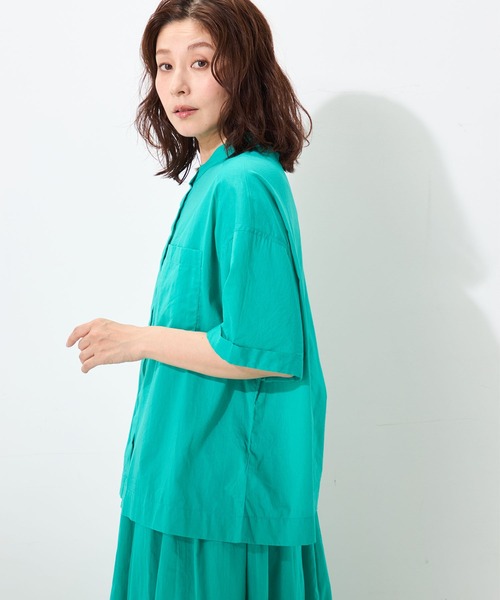 GALLORIA(ギャローリア)の「【セットアップで着られる】インド綿クロップドシャツ(シャツ/ブラウス・レディース・ターコイズブルー/ブルー/ホワイト・LL/L/S/M)」の7枚目の写真