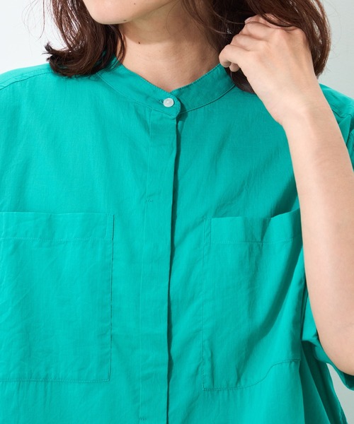 GALLORIA(ギャローリア)の「【セットアップで着られる】インド綿クロップドシャツ(シャツ/ブラウス・レディース・ターコイズブルー/ブルー/ホワイト・LL/L/S/M)」の5枚目の写真