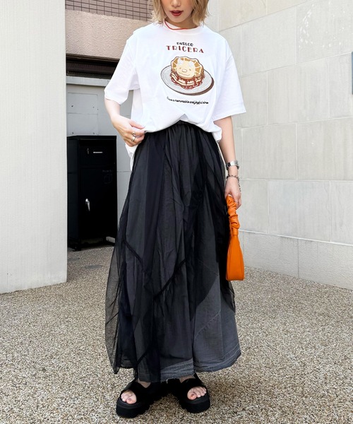 DOUBLE NAME(ダブルネーム)の「PARLOR刺しゅうTEE(パンケーキ)(Tシャツ/カットソー・レディース・イエロー/ブラック系/オフホワイト・FREE)」の10枚目の写真