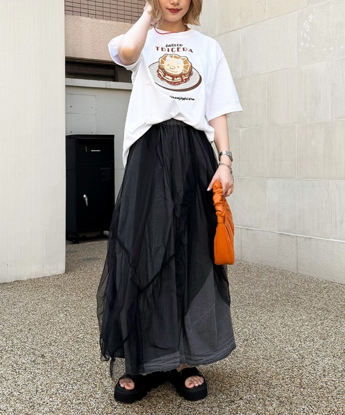 DOUBLE NAME(ダブルネーム)の「PARLOR刺しゅうTEE(パンケーキ)(Tシャツ/カットソー・レディース・イエロー/ブラック系/オフホワイト・FREE)」の15枚目の写真