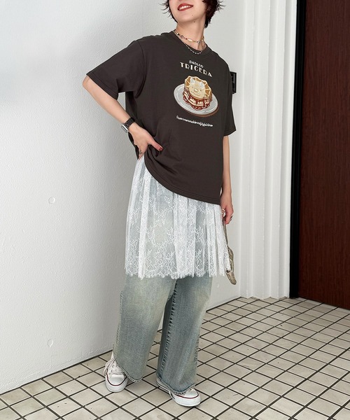 DOUBLE NAME(ダブルネーム)の「PARLOR刺しゅうTEE(パンケーキ)(Tシャツ/カットソー・レディース・イエロー/ブラック系/オフホワイト・FREE)」の19枚目の写真
