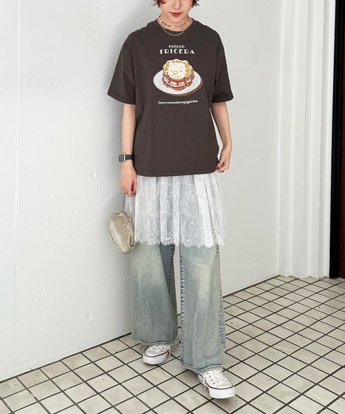DOUBLE NAME(ダブルネーム)の「PARLOR刺しゅうTEE(パンケーキ)(Tシャツ/カットソー・レディース・イエロー/ブラック系/オフホワイト・FREE)」の20枚目の写真
