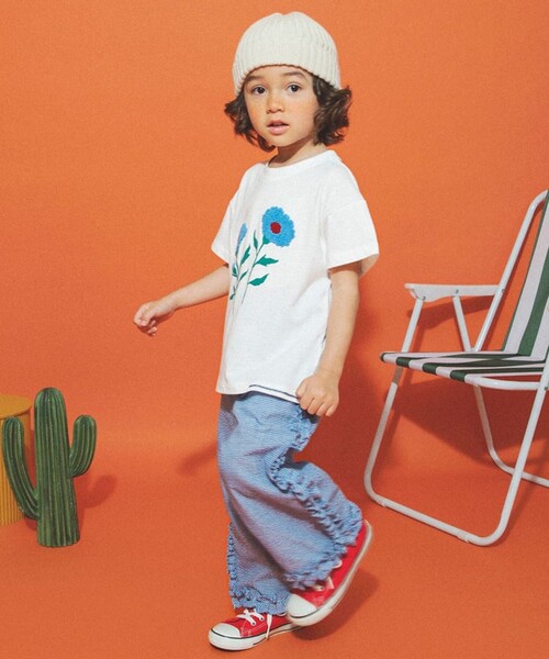 aBity select(アビティセレクト)の「【aBity select./アビティセレクト】サガラ刺繍フラワー半袖Tシャツ(Tシャツ/カットソー・キッズ・オフホワイト/マスタード/ブルー・130/110/100/120/90)」の8枚目の写真