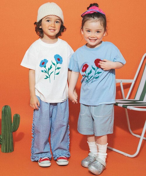 aBity select(アビティセレクト)の「【aBity select./アビティセレクト】サガラ刺繍フラワー半袖Tシャツ(Tシャツ/カットソー・キッズ・オフホワイト/マスタード/ブルー・130/110/100/120/90)」の10枚目の写真