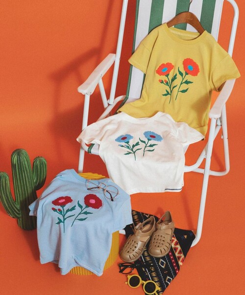 aBity select(アビティセレクト)の「【aBity select./アビティセレクト】サガラ刺繍フラワー半袖Tシャツ(Tシャツ/カットソー・キッズ・オフホワイト/マスタード/ブルー・130/110/100/120/90)」の11枚目の写真