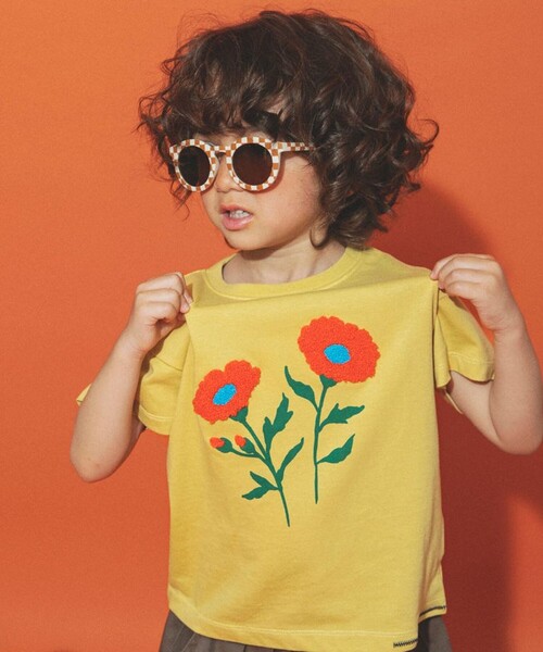aBity select(アビティセレクト)の「【aBity select./アビティセレクト】サガラ刺繍フラワー半袖Tシャツ(Tシャツ/カットソー・キッズ・オフホワイト/マスタード/ブルー・130/110/100/120/90)」の16枚目の写真