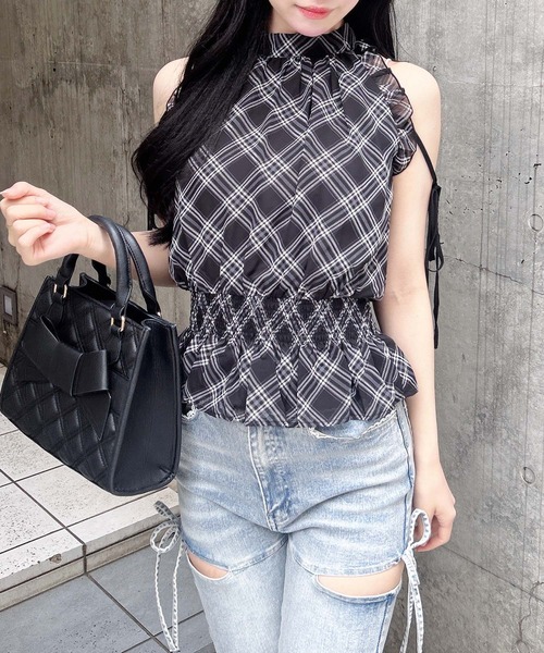 INGNI(イング)の「2Wayリボンアメスリブラウス(シャツ/ブラウス・レディース・ホワイト系その他3/ブラック系/ホワイト系その他7・M)」の1枚目の写真