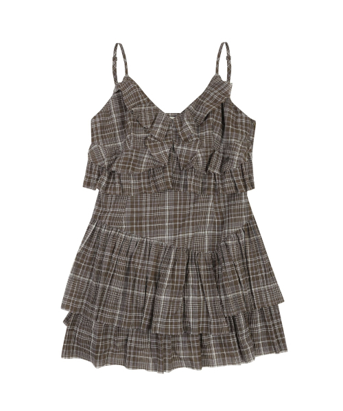 ORDINARY HOLIDAY（オーディナリー ホリデー）の「CHECK RUFFLE DRESS [BROWN]（ワンピース・レディース・その他・SMALL/MEDIUM）」の2枚目の写真