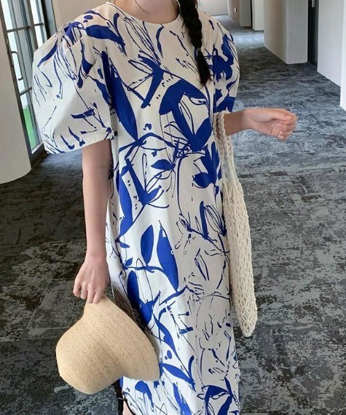 FAVORITO(ファヴォリート)の「プリントリラックス ワンピース(ワンピース・レディース・ブラック/ブルー・F)」の6枚目の写真