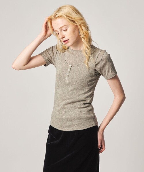 Steven Alan(スティーブンアラン)の「<Steven Alan>ラメジャージー タンクトップ(タンクトップ・レディース・ベージュ/ネイビー/グレー系・FREE)」の2枚目の写真