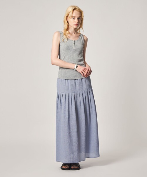 Steven Alan(スティーブンアラン)の「<Steven Alan>ラメジャージー タンクトップ(タンクトップ・レディース・ベージュ/ネイビー/グレー系・FREE)」の4枚目の写真