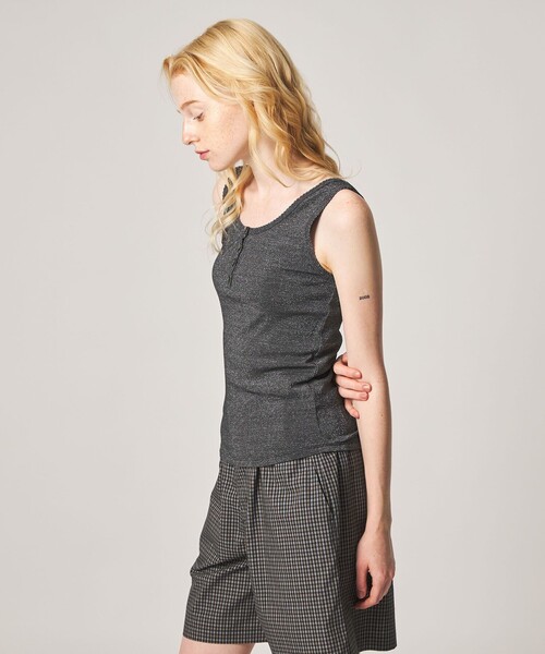 Steven Alan(スティーブンアラン)の「<Steven Alan>ラメジャージー タンクトップ(タンクトップ・レディース・ベージュ/ネイビー/グレー系・FREE)」の7枚目の写真