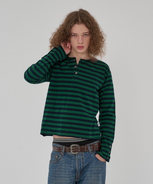 WISH FOR EVER（ウィッシュフォーエバー）の「ASSORT SLAB LIKE HENRY NECK LONG SLEEVE/アソートスラブライクヘンリーネックロングスリーブ（Tシャツ/カットソー・メンズ・ブラック系/チャコールグレー/ホワイト/ホワイト系/ブラック/ミント/グレー/ブラウン/ネイビー系/イエロー/ブルー/ネイビー/バーガンディー/グリーン系・SMALL/MEDIUM/LARGE）」の10枚目の写真