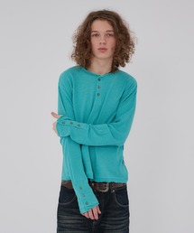WISH FOR EVER（ウィッシュフォーエバー）の「ASSORT SLAB LIKE HENRY NECK LONG SLEEVE/アソートスラブライクヘンリーネックロングスリーブ（Tシャツ/カットソー）」