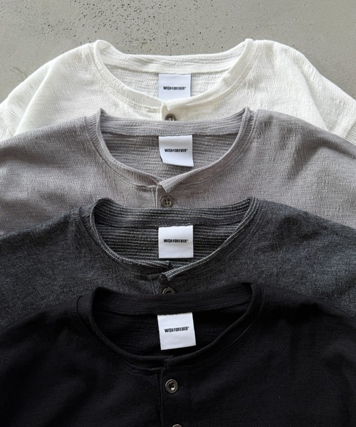 WISH FOR EVER（ウィッシュフォーエバー）の「ASSORT SLAB LIKE HENRY NECK LONG SLEEVE/アソートスラブライクヘンリーネックロングスリーブ（Tシャツ/カットソー・メンズ・ブラック系/チャコールグレー/ホワイト/ホワイト系/ブラック/ミント/グレー/ブラウン/ネイビー系/イエロー/ブルー/ネイビー/バーガンディー/グリーン系・SMALL/MEDIUM/LARGE）」の16枚目の写真