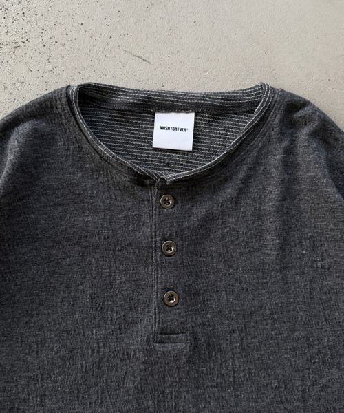 WISH FOR EVER（ウィッシュフォーエバー）の「ASSORT SLAB LIKE HENRY NECK LONG SLEEVE/アソートスラブライクヘンリーネックロングスリーブ（Tシャツ/カットソー・メンズ・ブラック系/チャコールグレー/ホワイト/ホワイト系/ブラック/ミント/グレー/ブラウン/ネイビー系/イエロー/ブルー/ネイビー/バーガンディー/グリーン系・SMALL/MEDIUM/LARGE）」の17枚目の写真