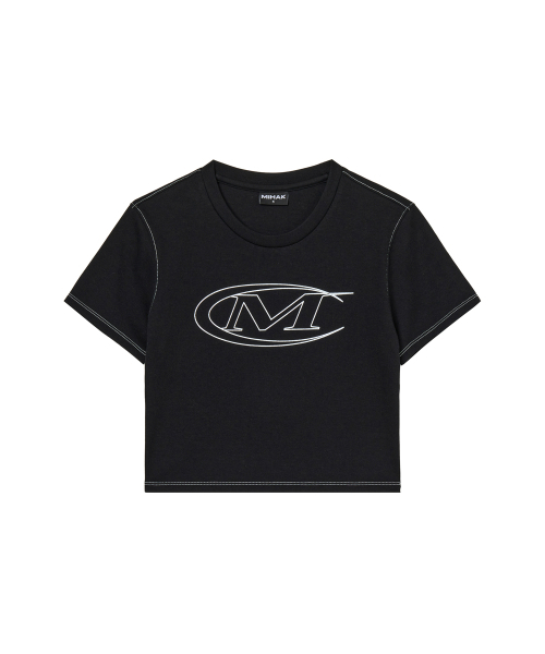 MIHAK(ミハク)の「ストロークロゴステッチクロップTシャツ (ブラック)(Tシャツ/カットソー・レディース・その他・1/2)」の4枚目の写真