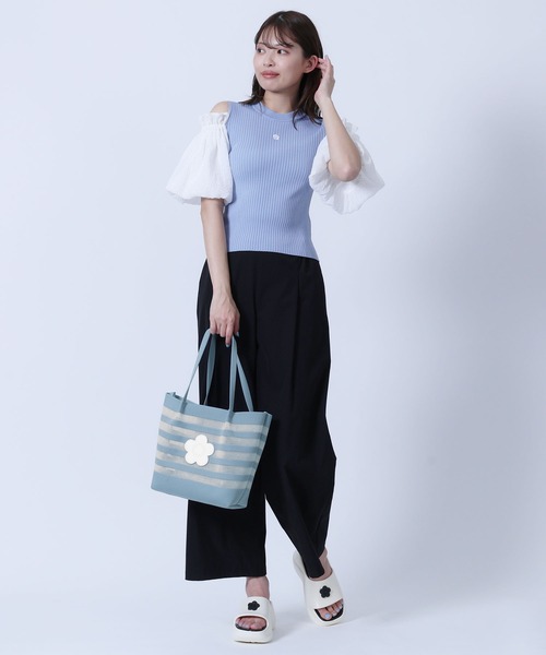 MARY QUANT(マリークワント)の「メッシュボーダーニット トート(トートバッグ・レディース・ブラック/ネイビー/ライトブルー・FREE)」の5枚目の写真