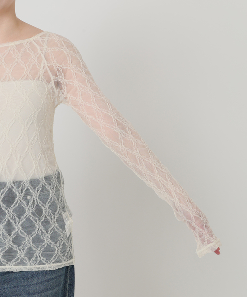 IENA LA BOUCLE(イエナラブークル)の「IENA LA BOUCLE ダイヤlaceカットソー(Tシャツ/カットソー・レディース・ホワイト/ブラック・FREE)」の7枚目の写真